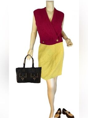 CYNTHIA ROWLEY MARIGOLD YELLOW TEXTURED WOOL-BLEND SKIRT (10)